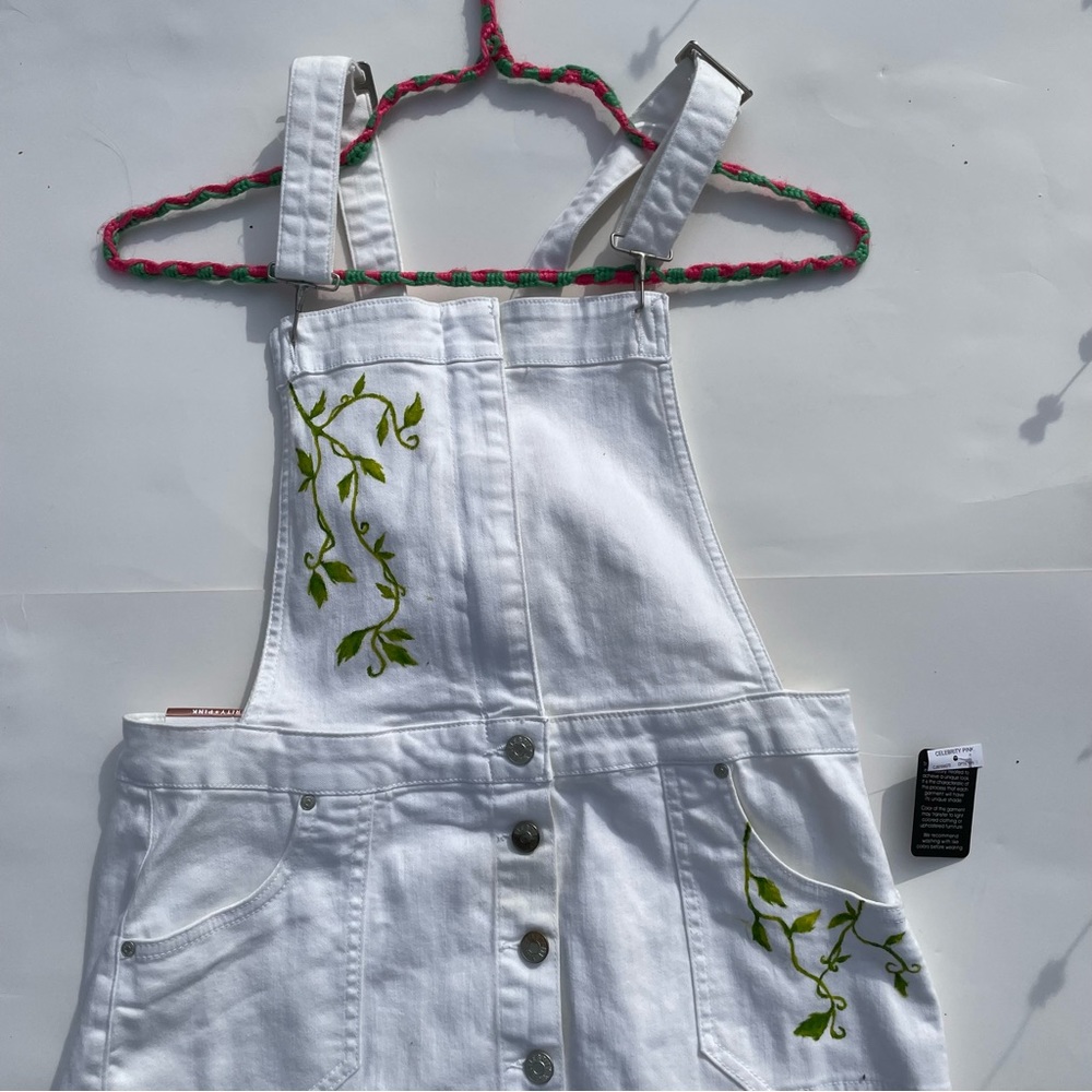 Hand painted white denim dress Celebrity Pink NWT